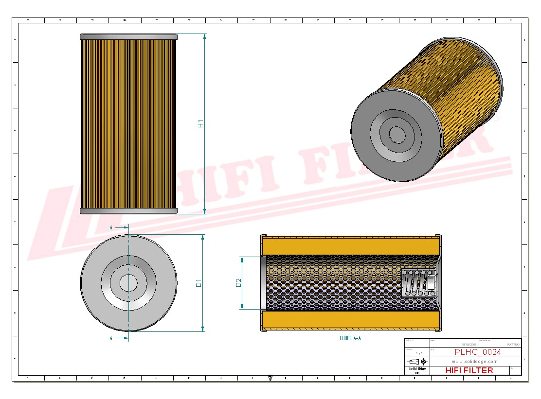 Schema tecnico Filtro olio