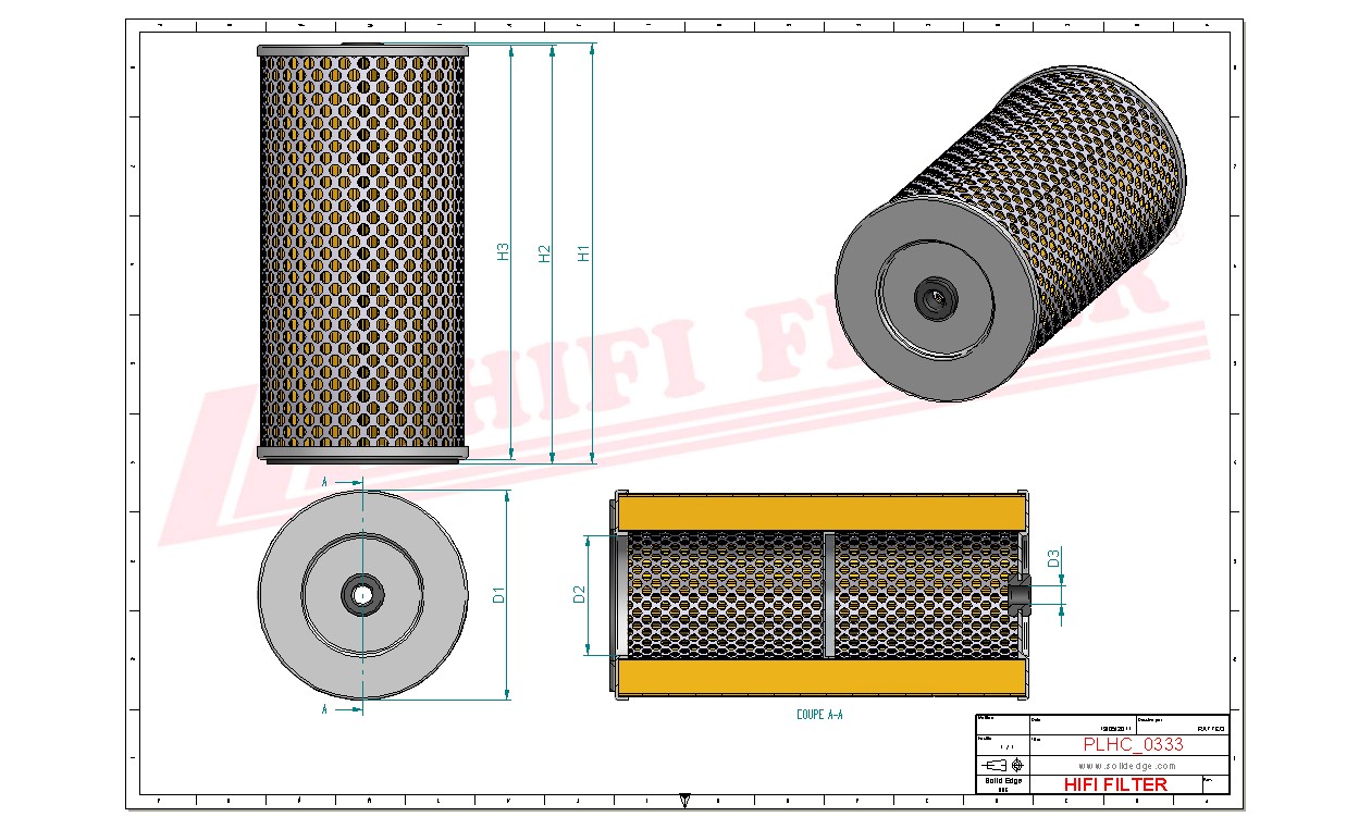 Schema tecnico Filtro idraulico H12009 X per trattori e macchine agricole