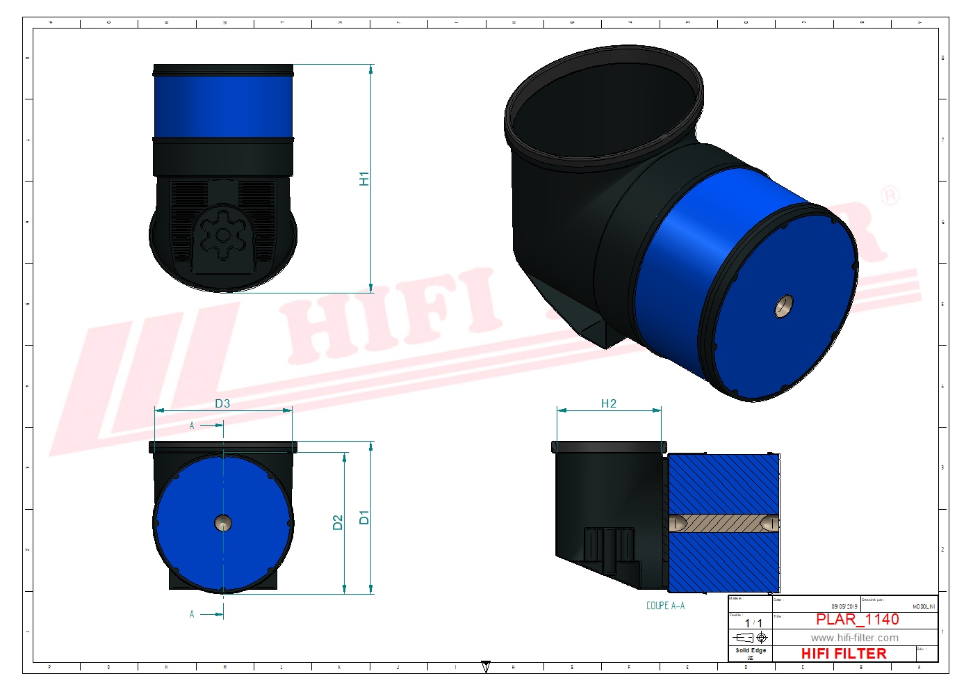 Schema tecnico Filtro aria
