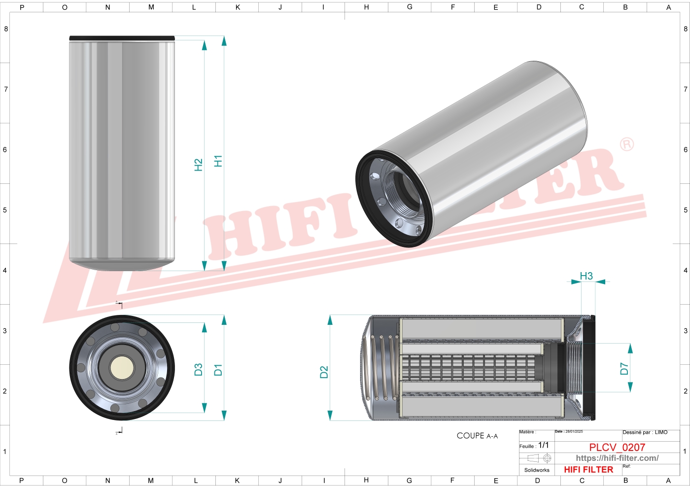Schema tecnico Filtro carburante