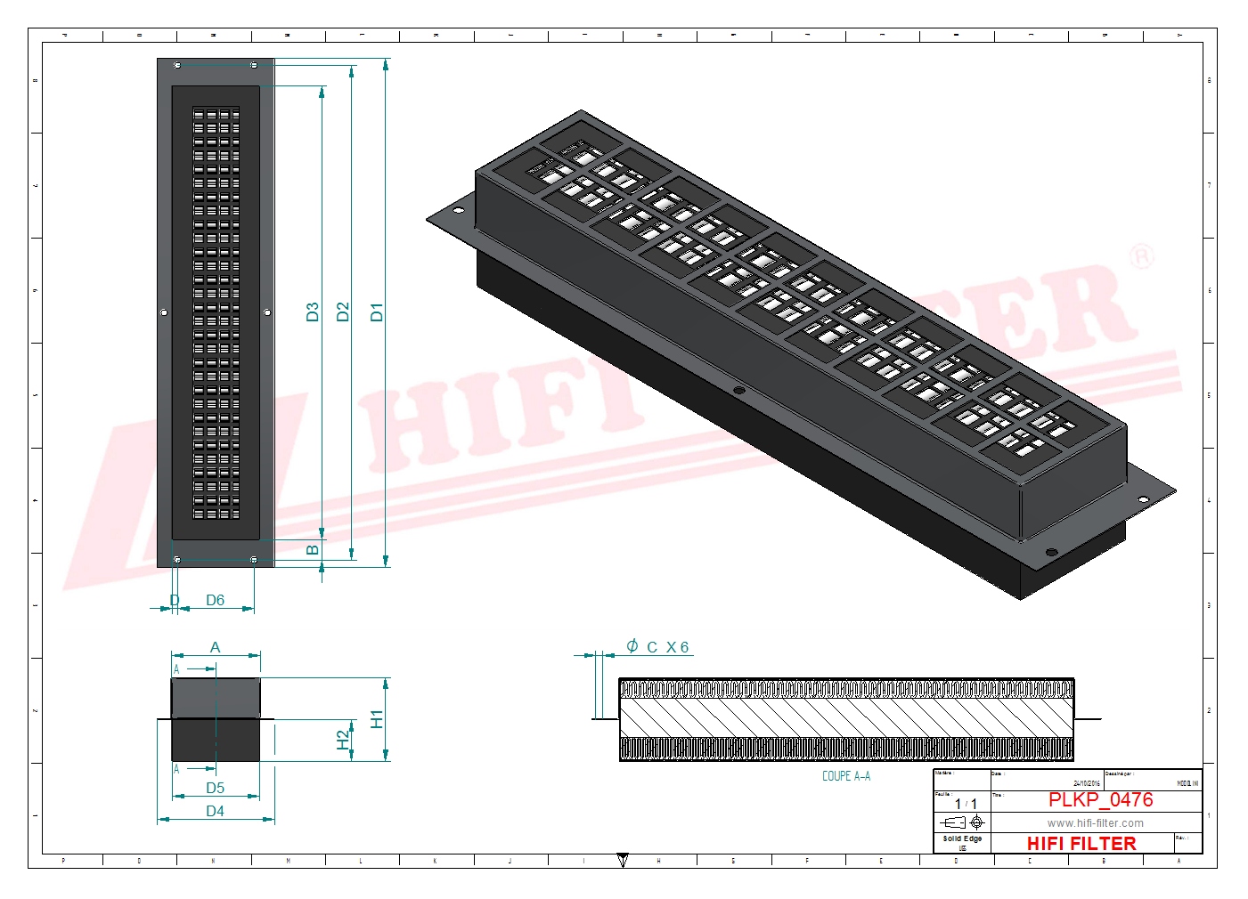 Schema tecnico Filtro abitacolo ai carboni attivi
