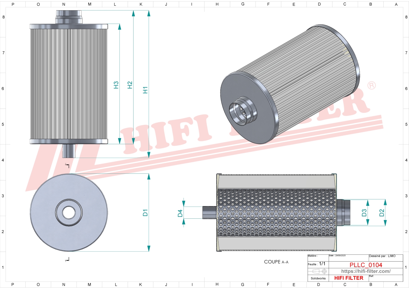 Schema tecnico Filtro olio