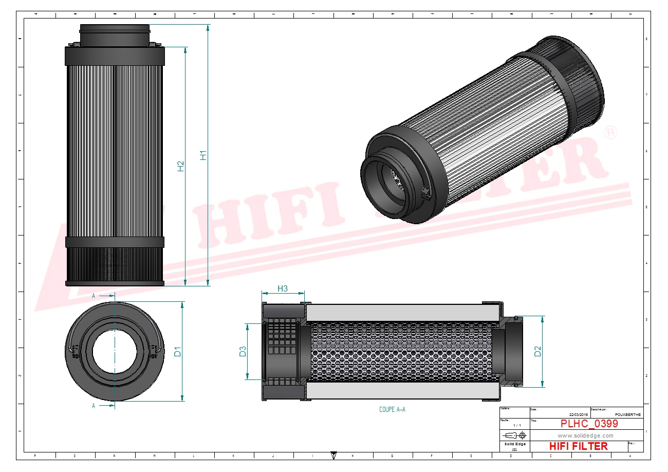 Schema tecnico Filtro olio