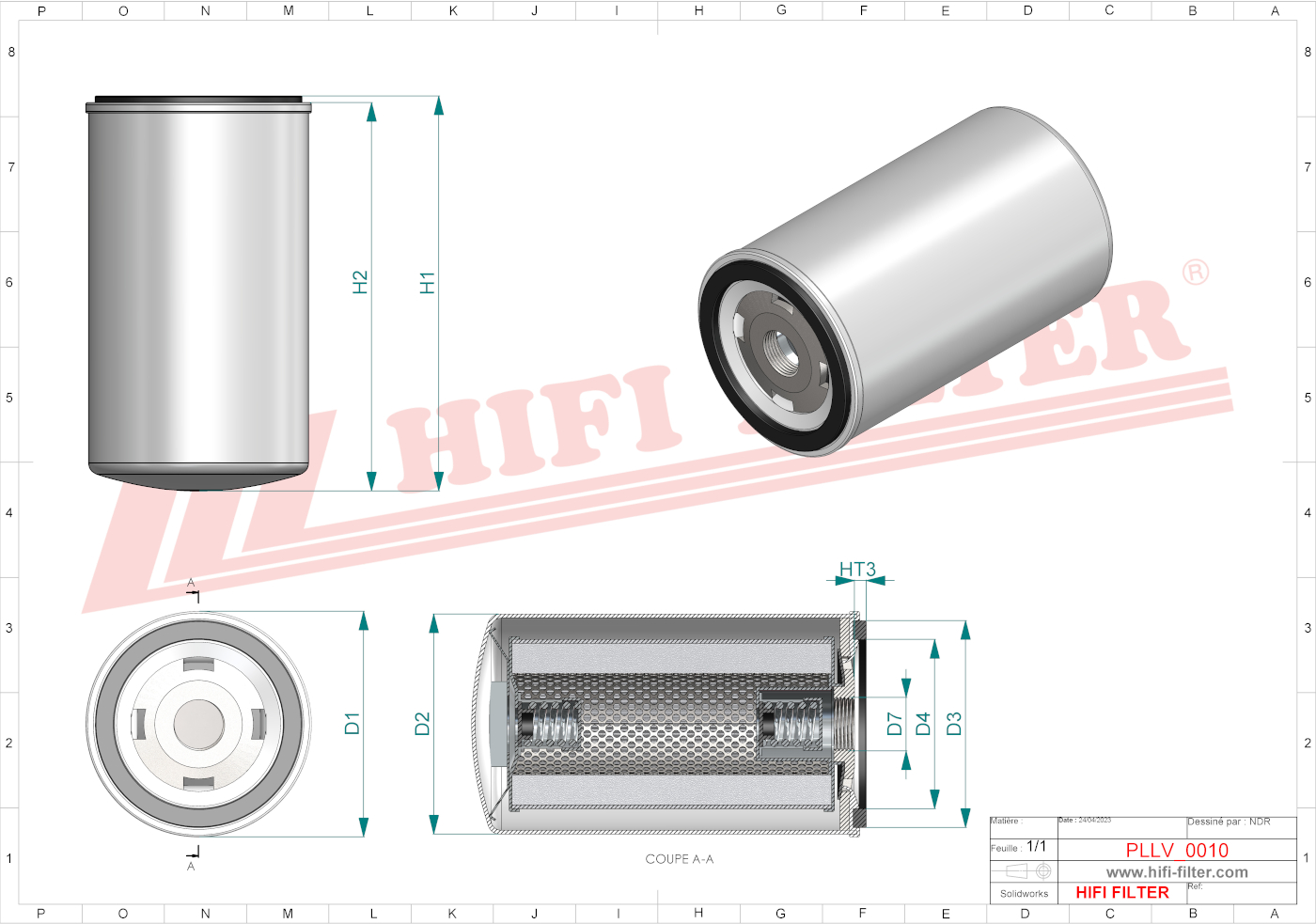 Schema tecnico Filtro olio