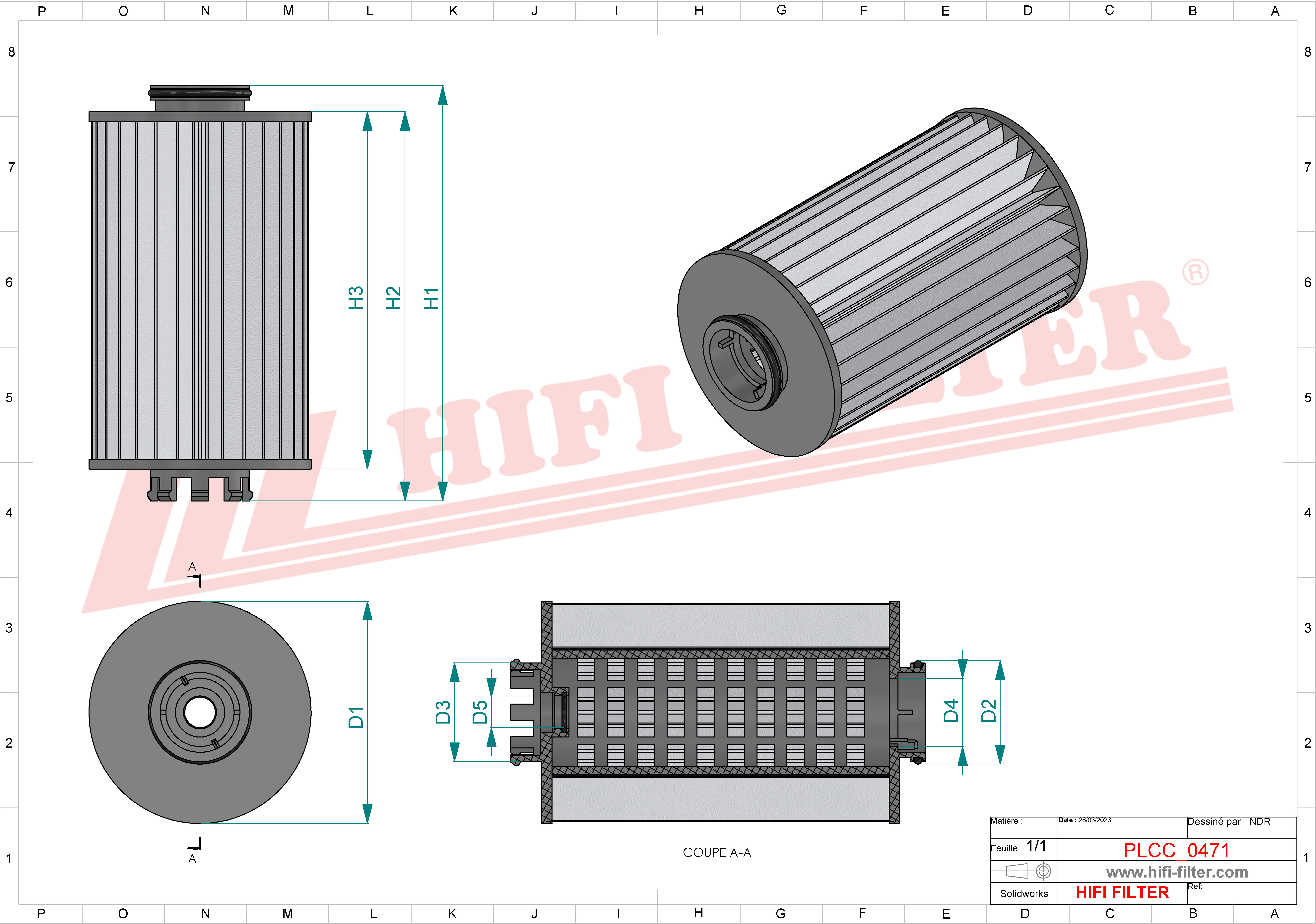 Schema tecnico Filtro carburante