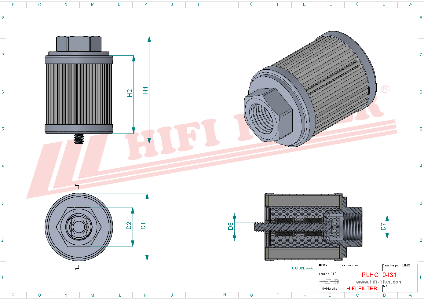 Schema tecnico Filtro idraulico HY18509-MAGNET per trattori e macchine agricole