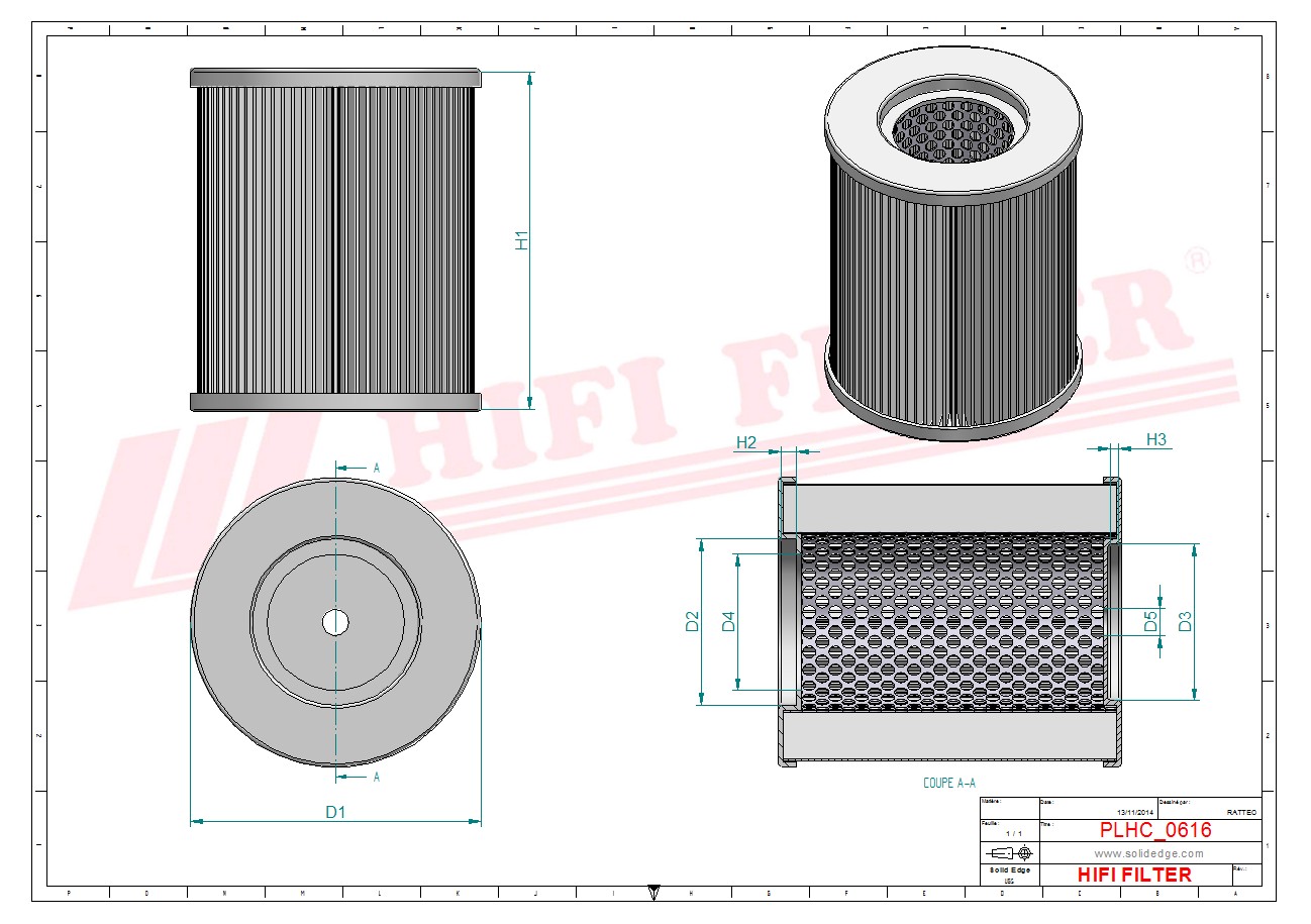 Schema tecnico Filtro olio