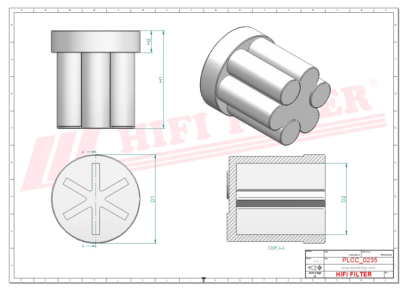 Schema tecnico Filtro Urea U1003 per trattori e macchine agricole