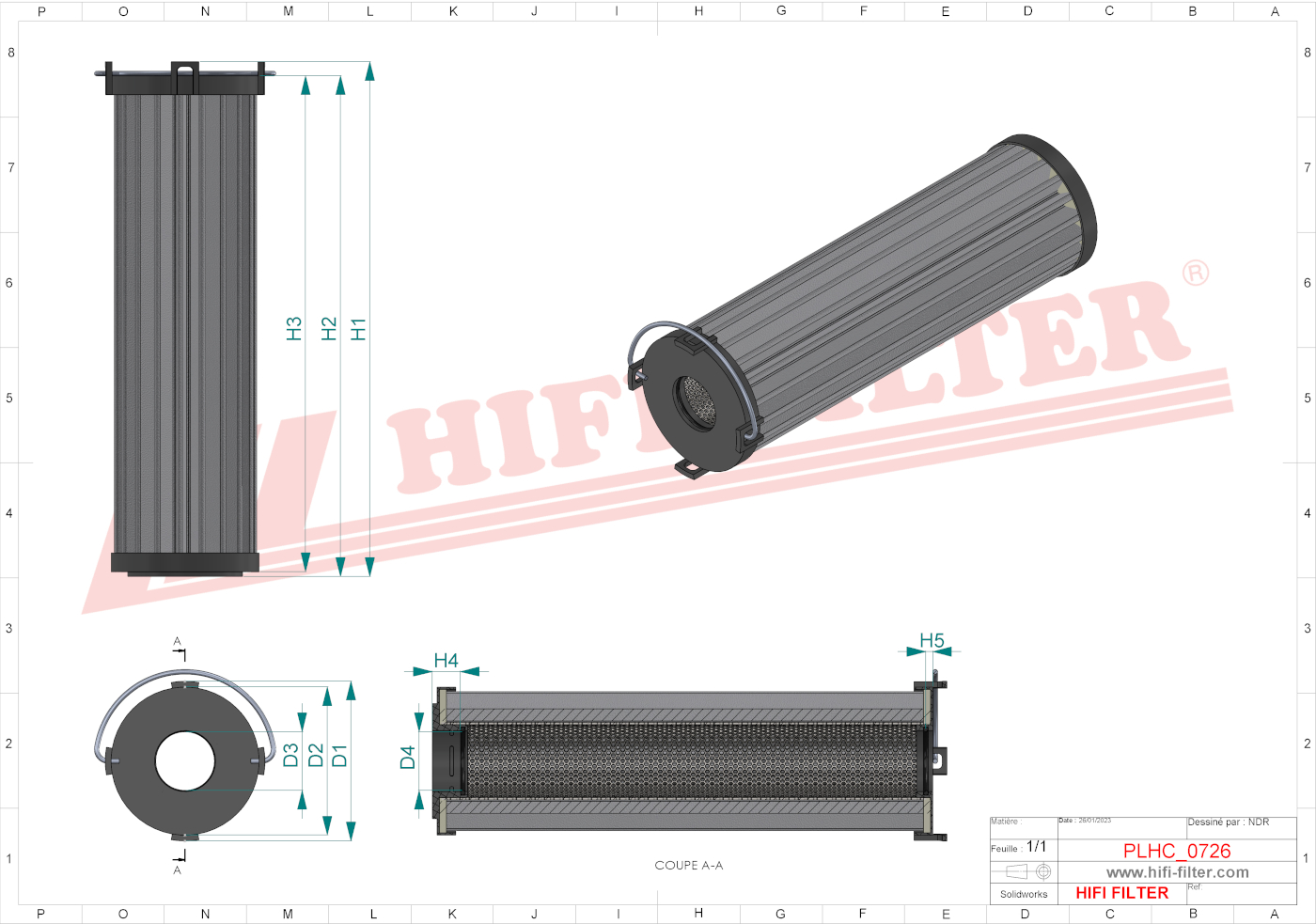 Schema tecnico Filtro idraulico W21CK-T1838 per trattori e macchine agricole
