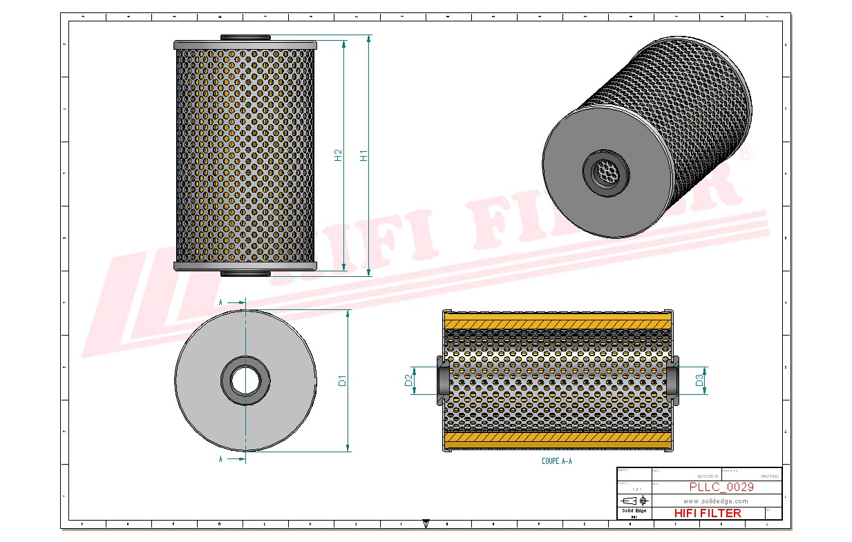Schema tecnico Filtro olio 1005229089 per trattori e macchine agricole