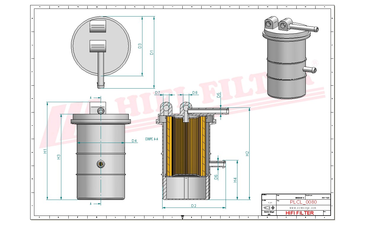 Schema tecnico Filtro carburante
