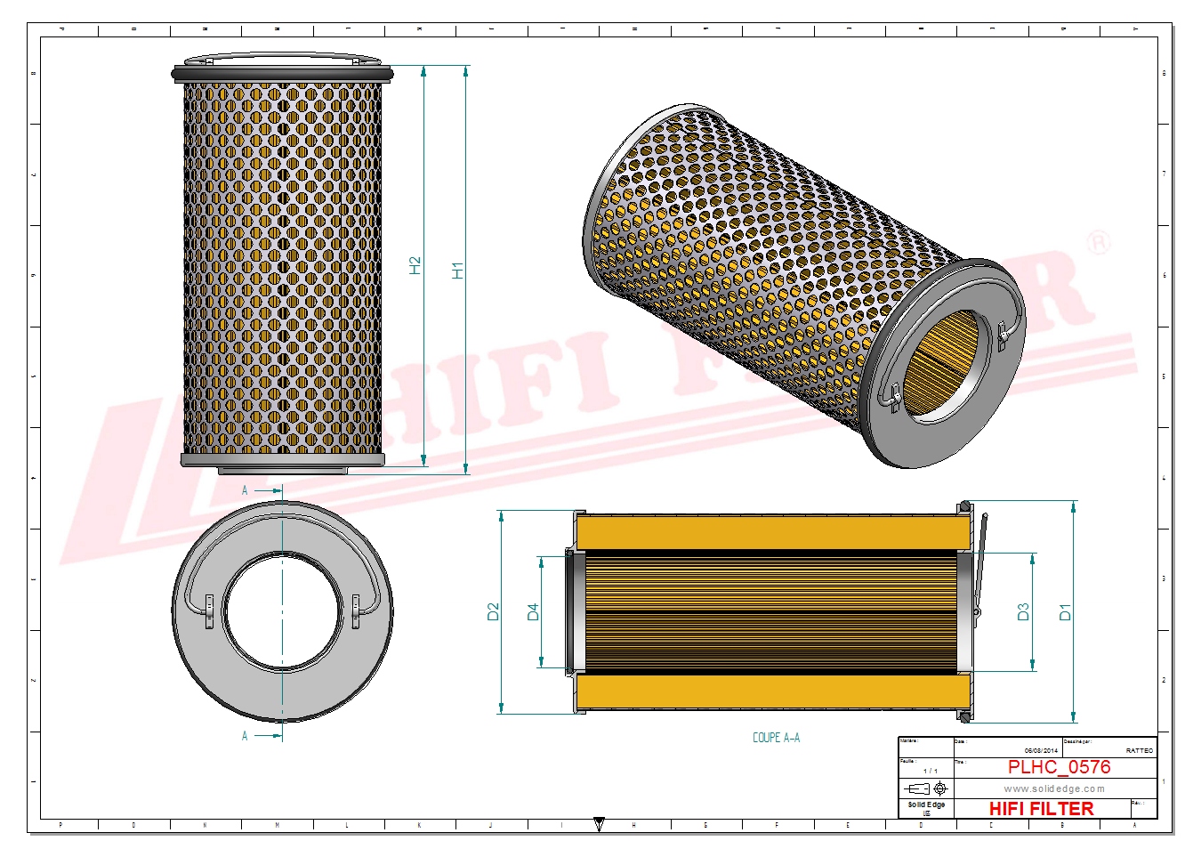 Schema tecnico Filtro idraulico 1006764148 per trattori e macchine agricole