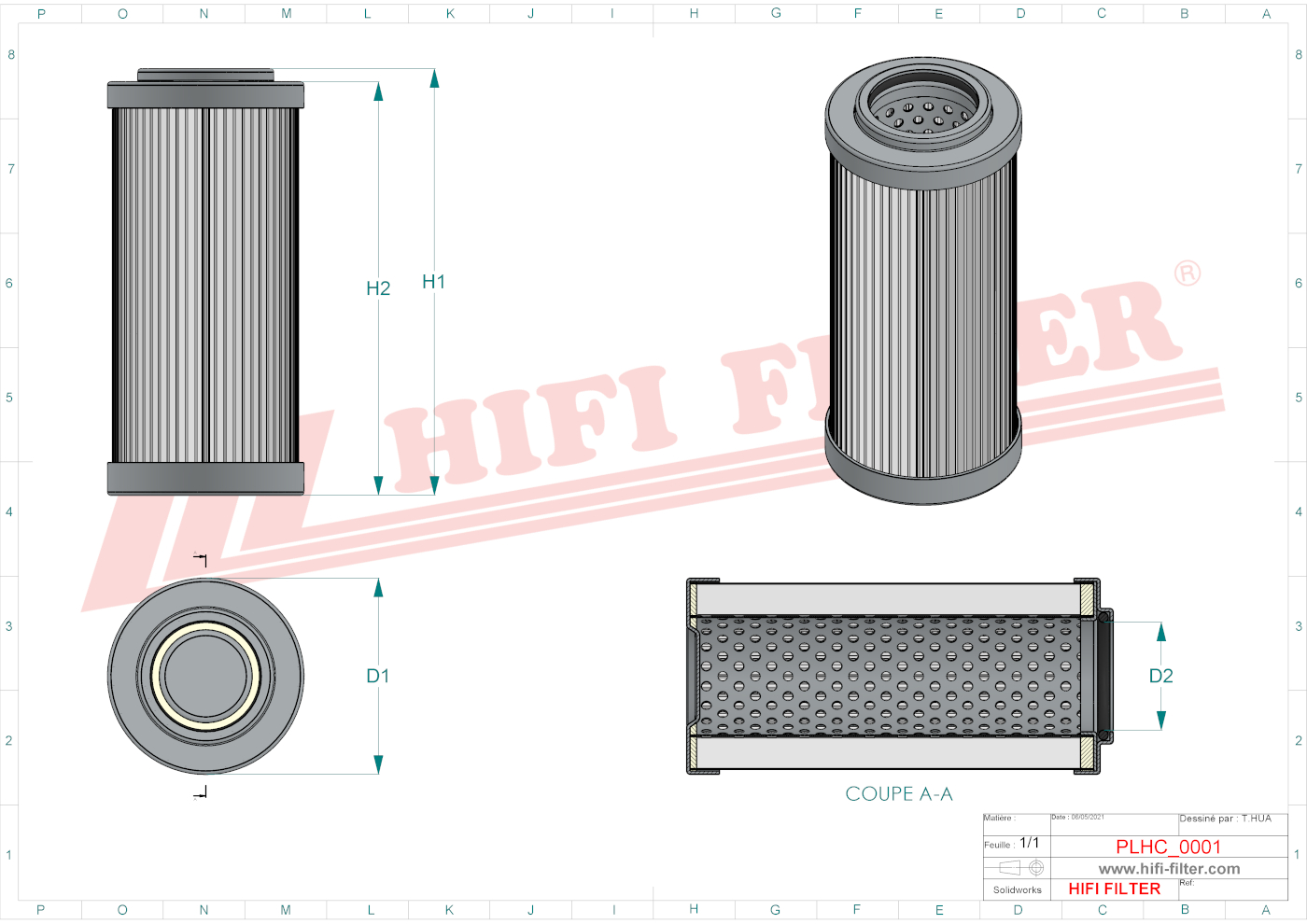 Schema tecnico Filtro idraulico 001139314 per trattori e macchine agricole