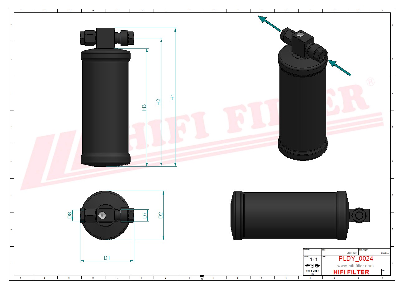 Schema tecnico Filtro Desidratatore Per Climatizzatori 106752 per trattori e macchine agricole