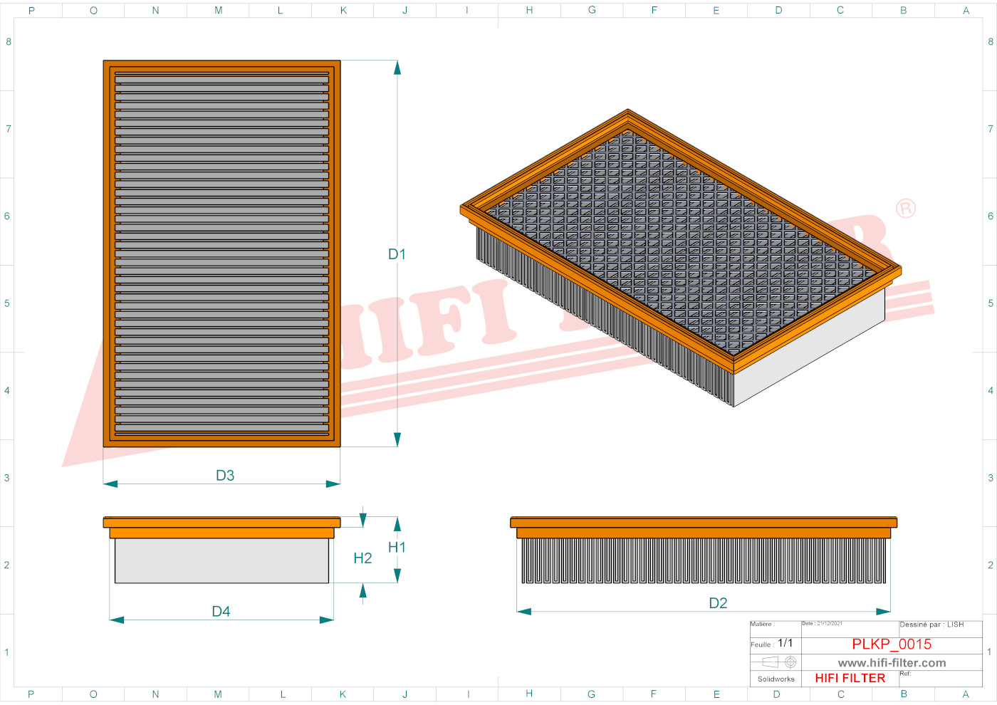 Schema tecnico Filtro abitacolo 10333821 per trattori e macchine agricole