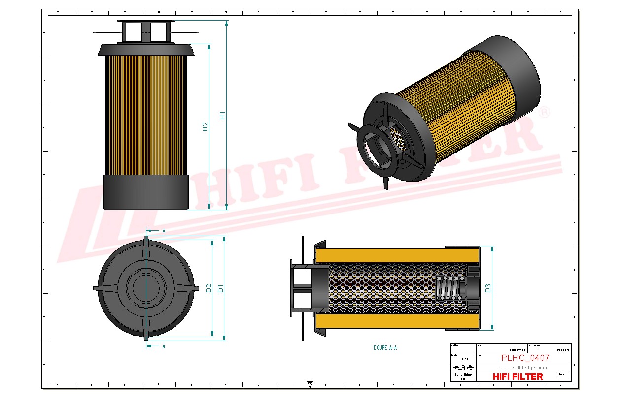 Schema tecnico Filtro olio