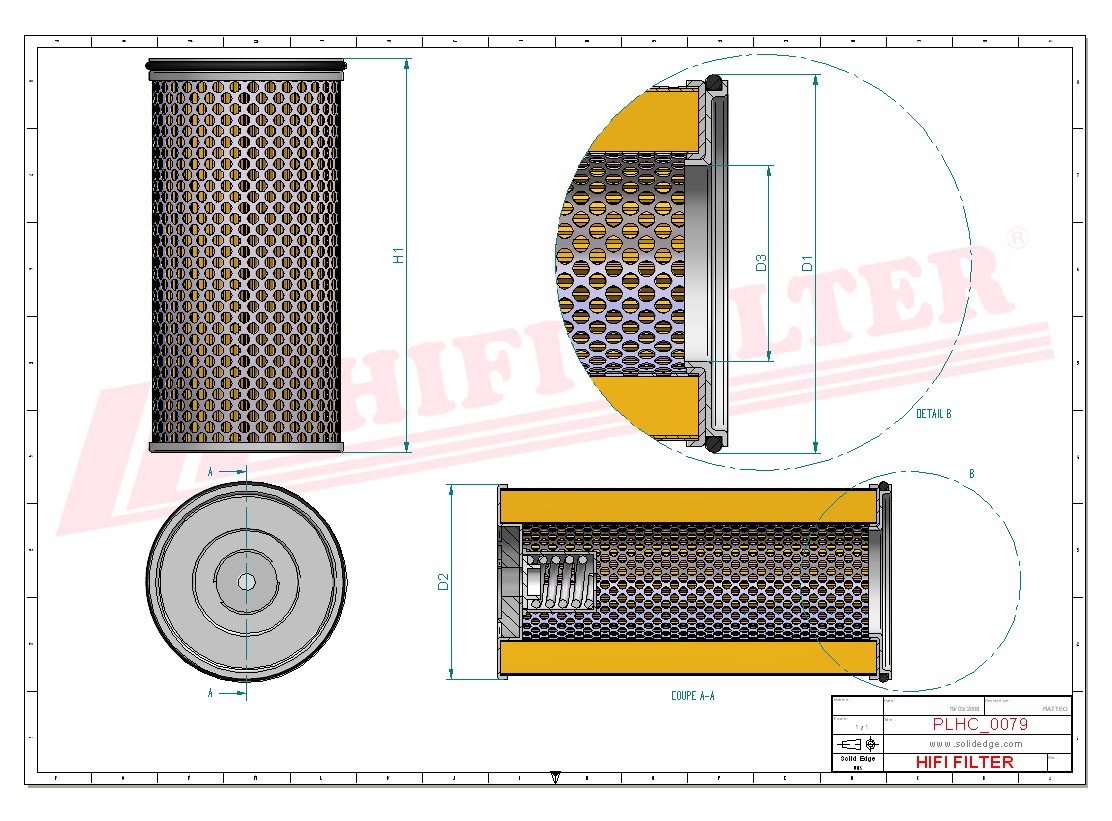 Schema tecnico Filtro idraulico 0002772595 per trattori e macchine agricole