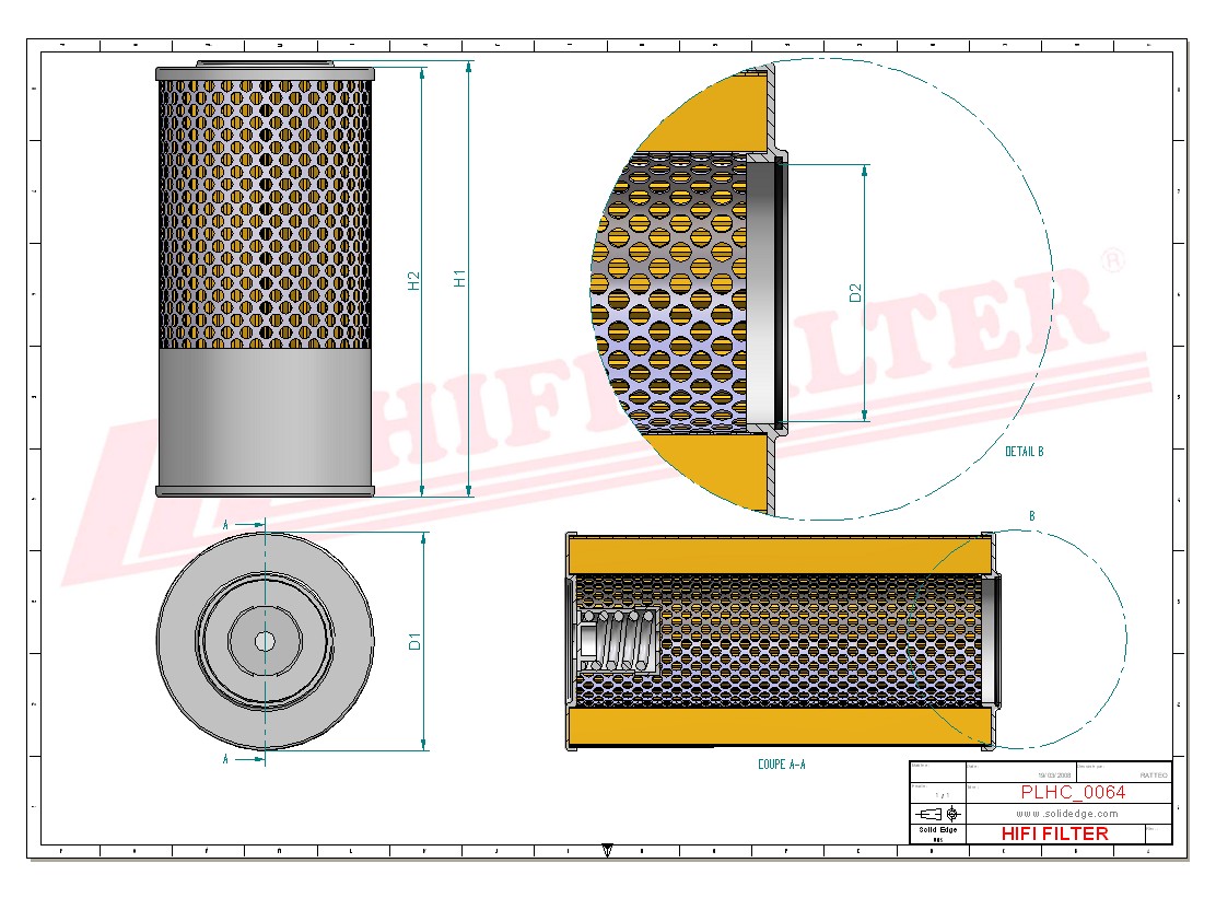 Schema tecnico Filtro idraulico IH1061 per trattori e macchine agricole