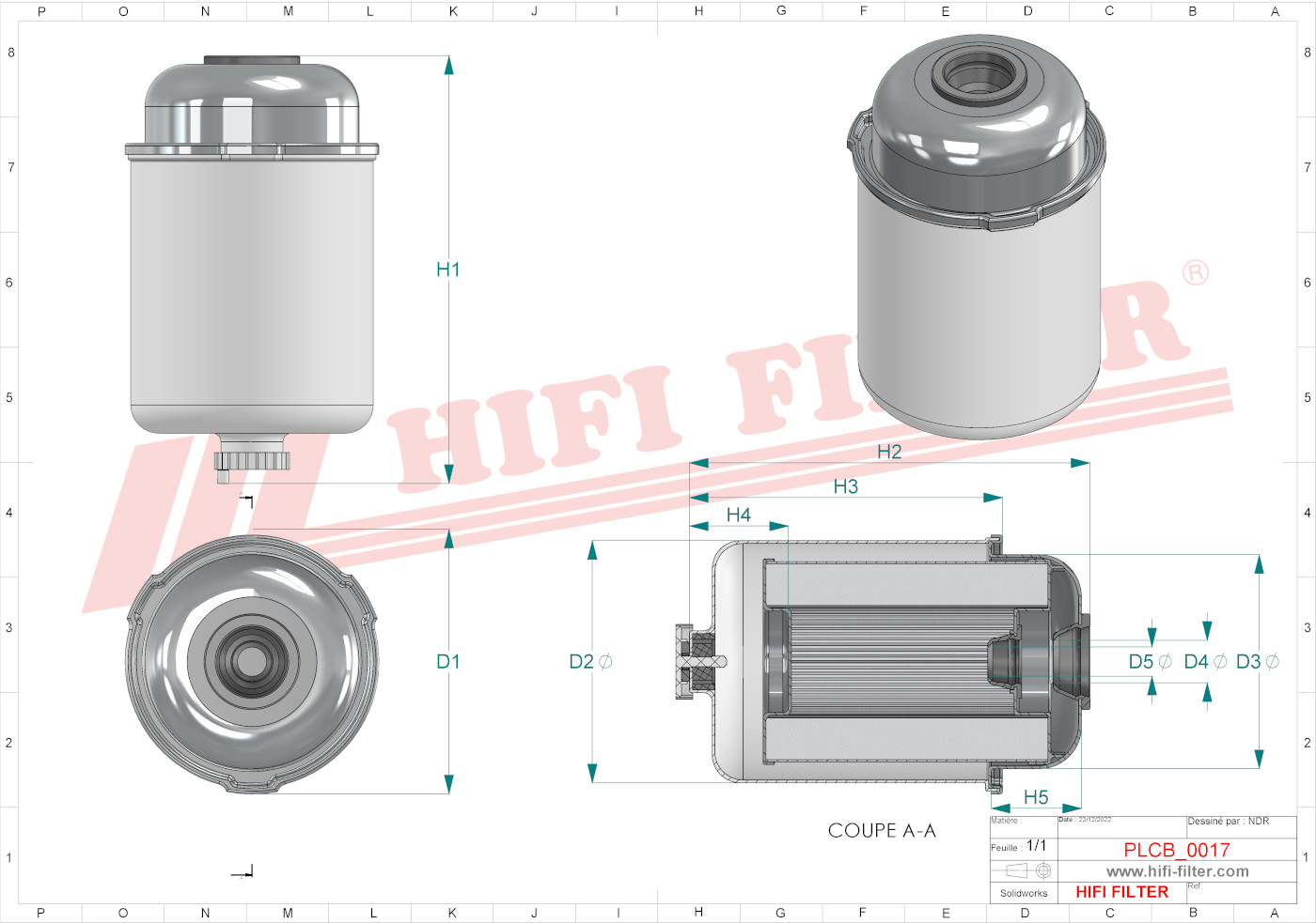 Schema tecnico Filtro carburante