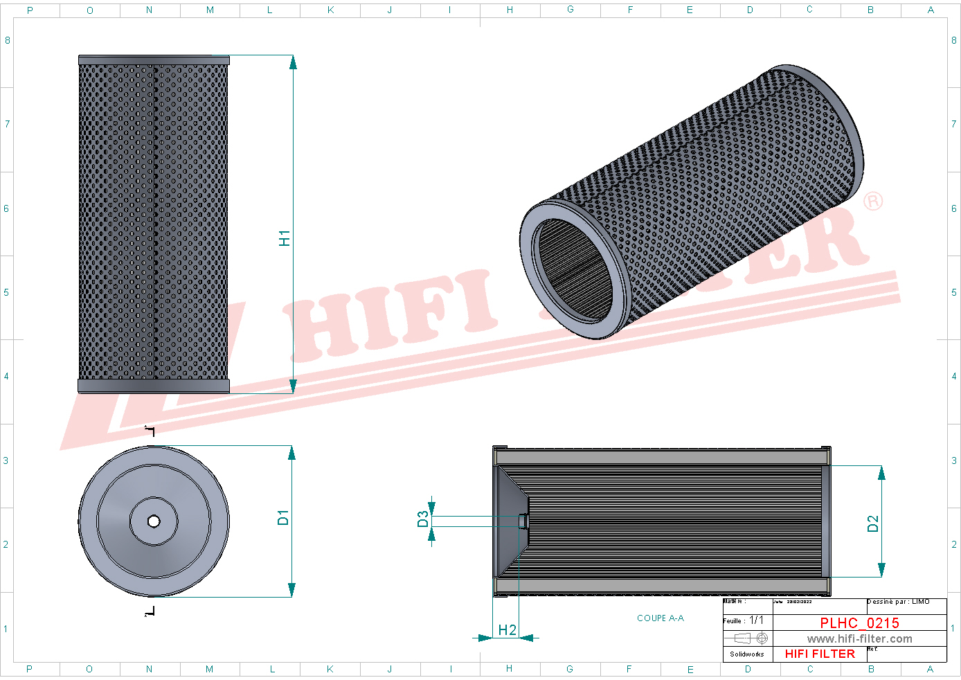 Schema tecnico Filtro idraulico 510650414 per trattori e macchine agricole