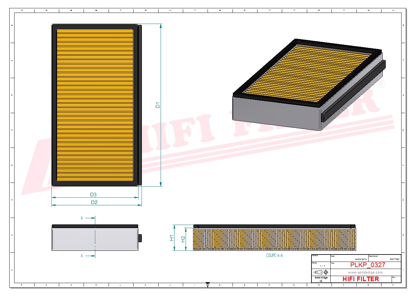Schema tecnico Filtro abitacolo 704094101 per trattori e macchine agricole