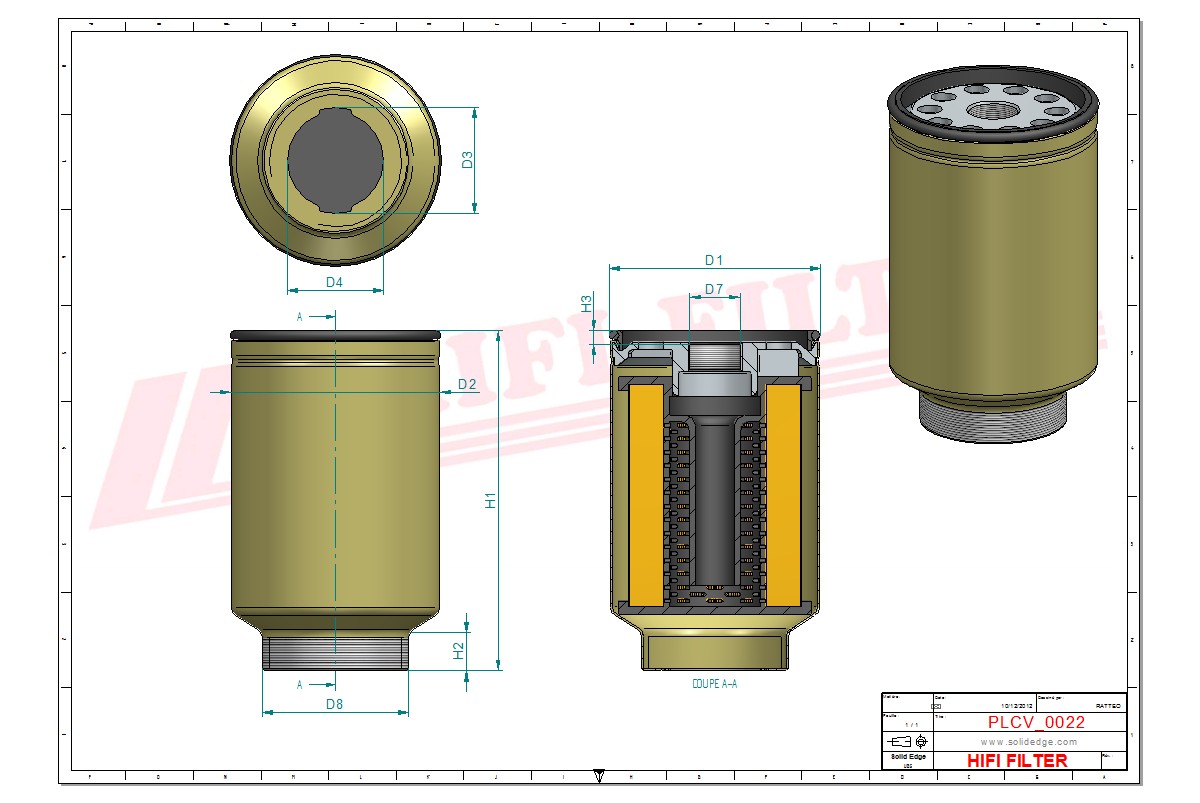 Schema tecnico Filtro carburante 0007992090 per trattori e macchine agricole