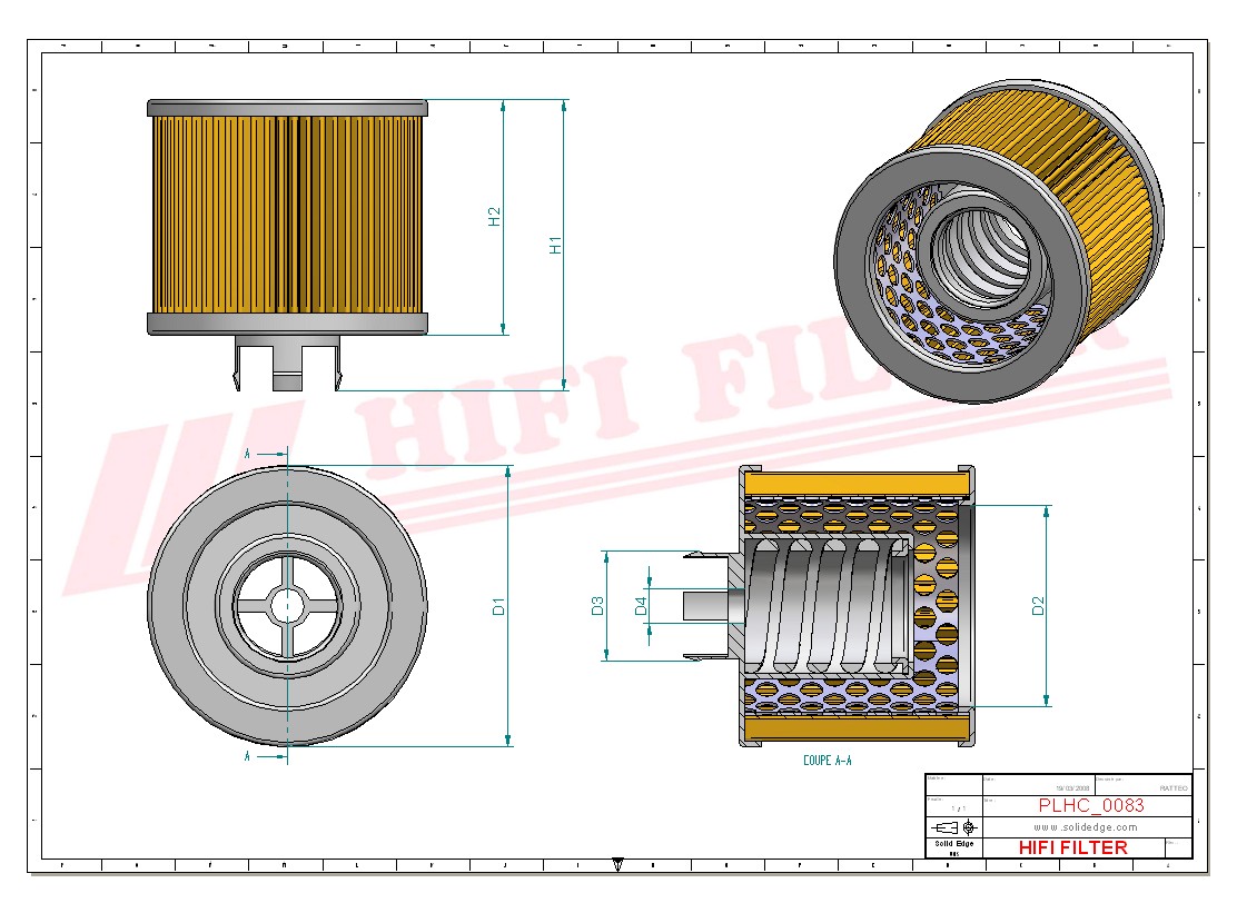 Schema tecnico Filtro olio