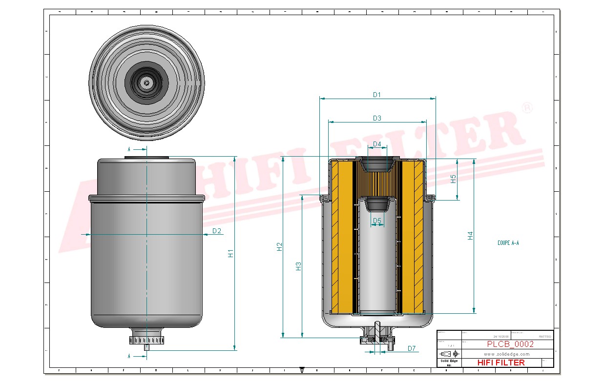 Schema tecnico Filtro carburante