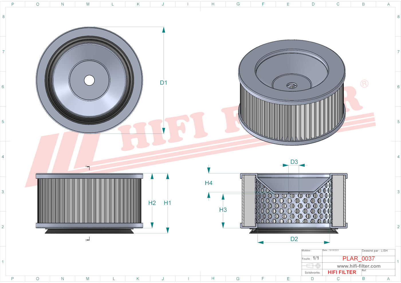 Schema tecnico Filtro aria