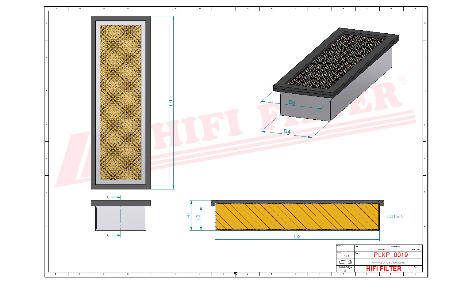 Schema tecnico Filtro Abitacolo 752716 per trattori e macchine agricole