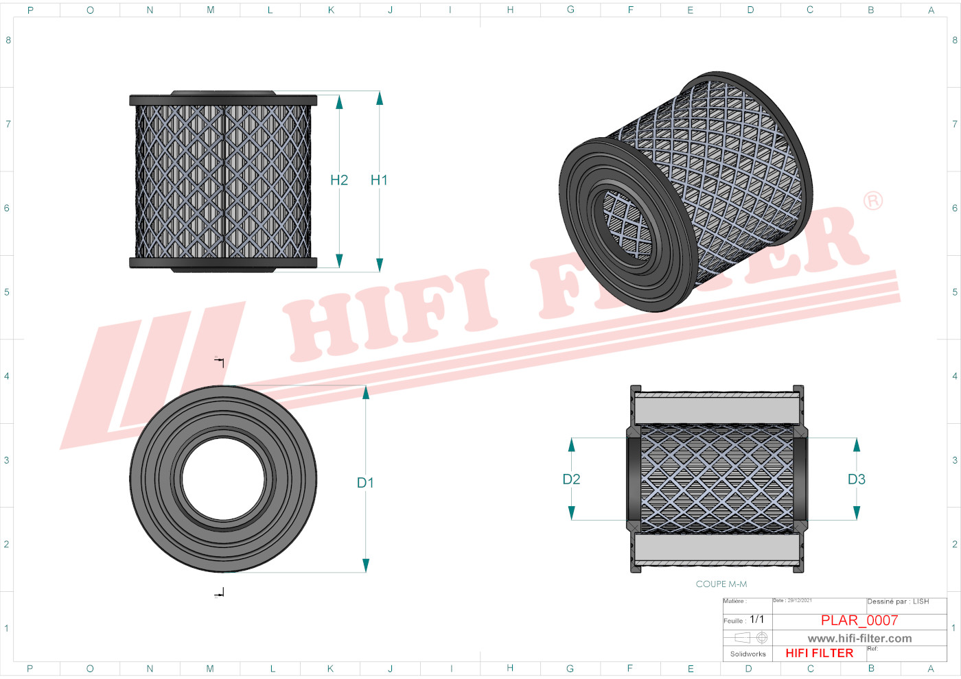 Schema tecnico Filtro aria