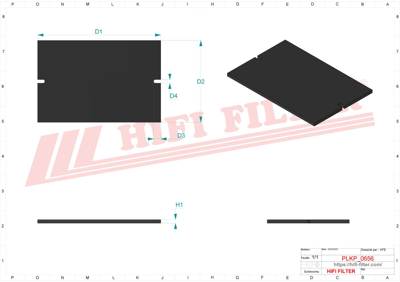 Schema tecnico Filtro abitacolo SKL49105 per trattori e macchine agricole