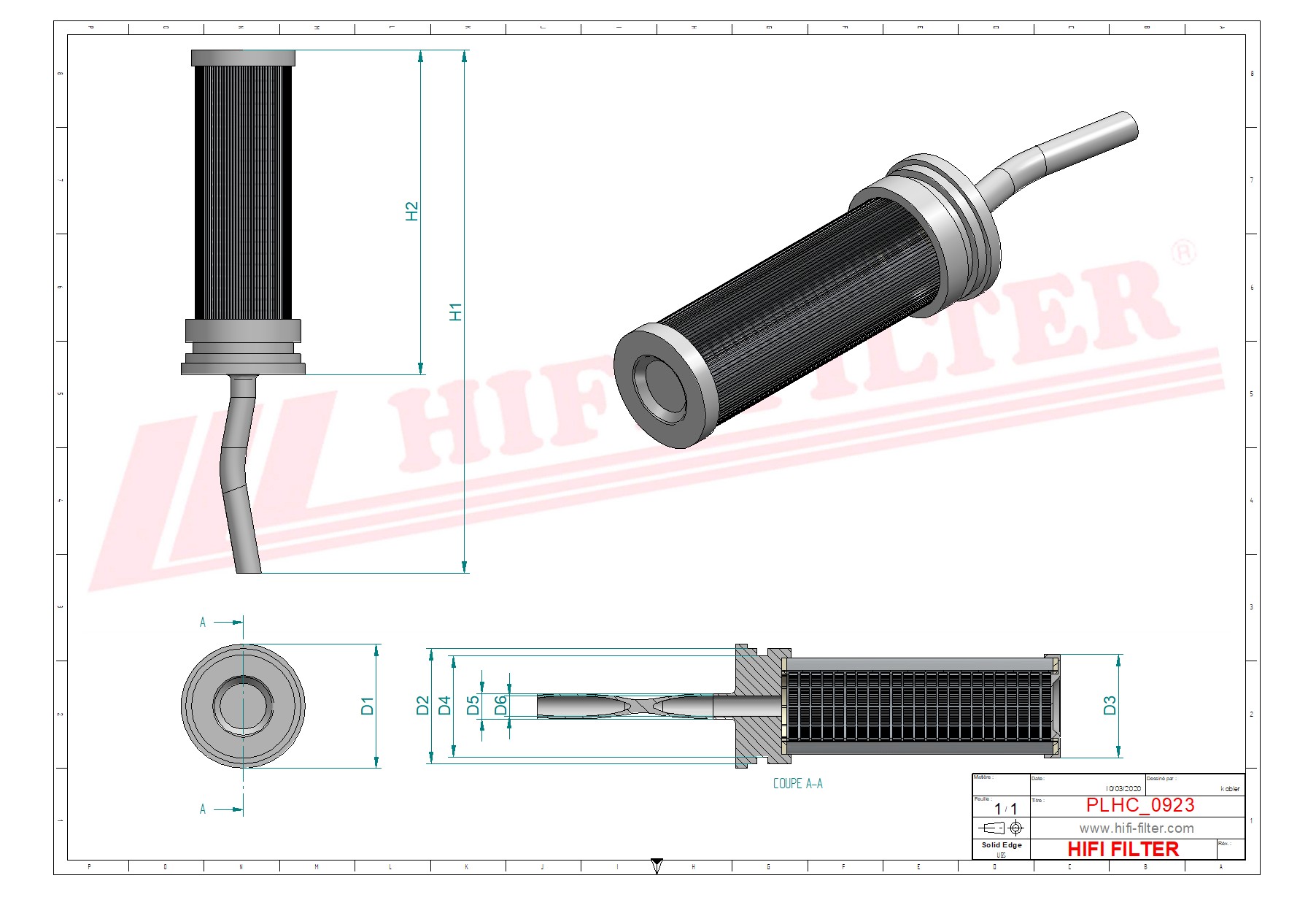 Schema tecnico Filtro olio