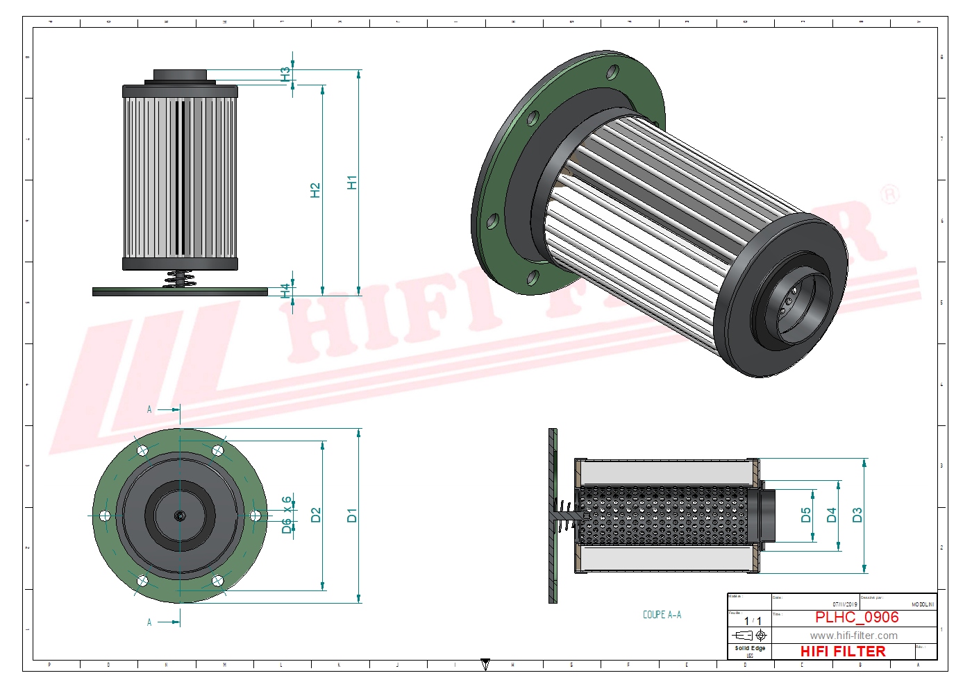 Schema tecnico Filtro olio