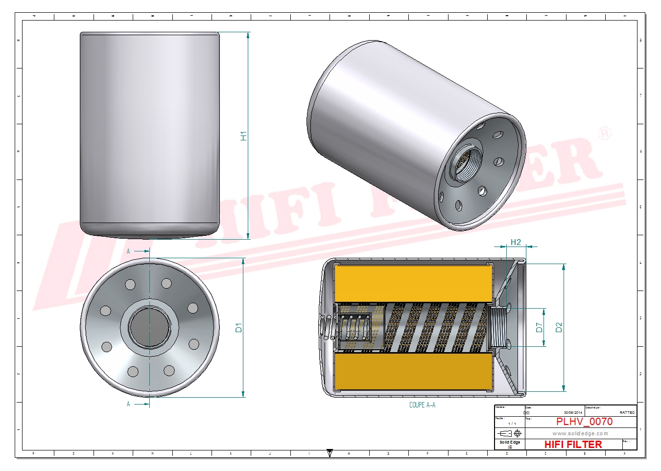 Schema tecnico Filtro olio