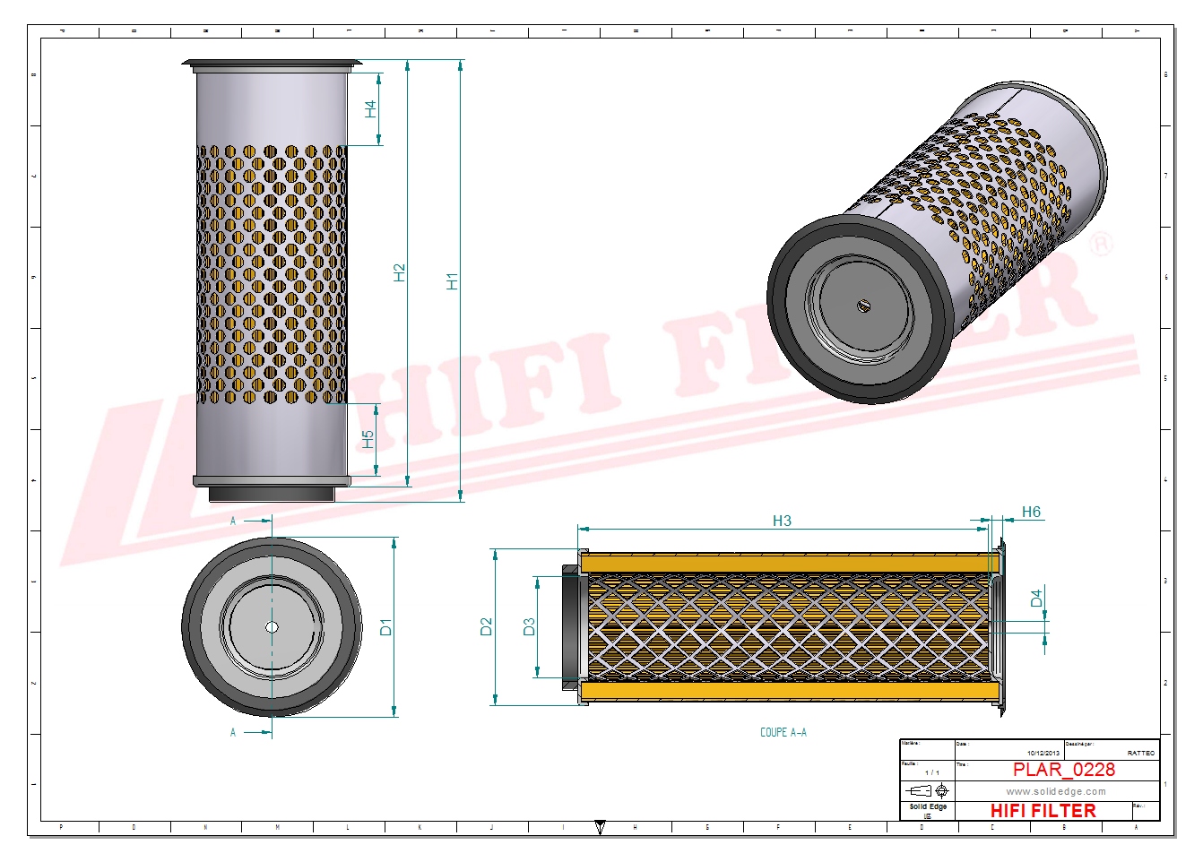 Schema tecnico Filtro aria
