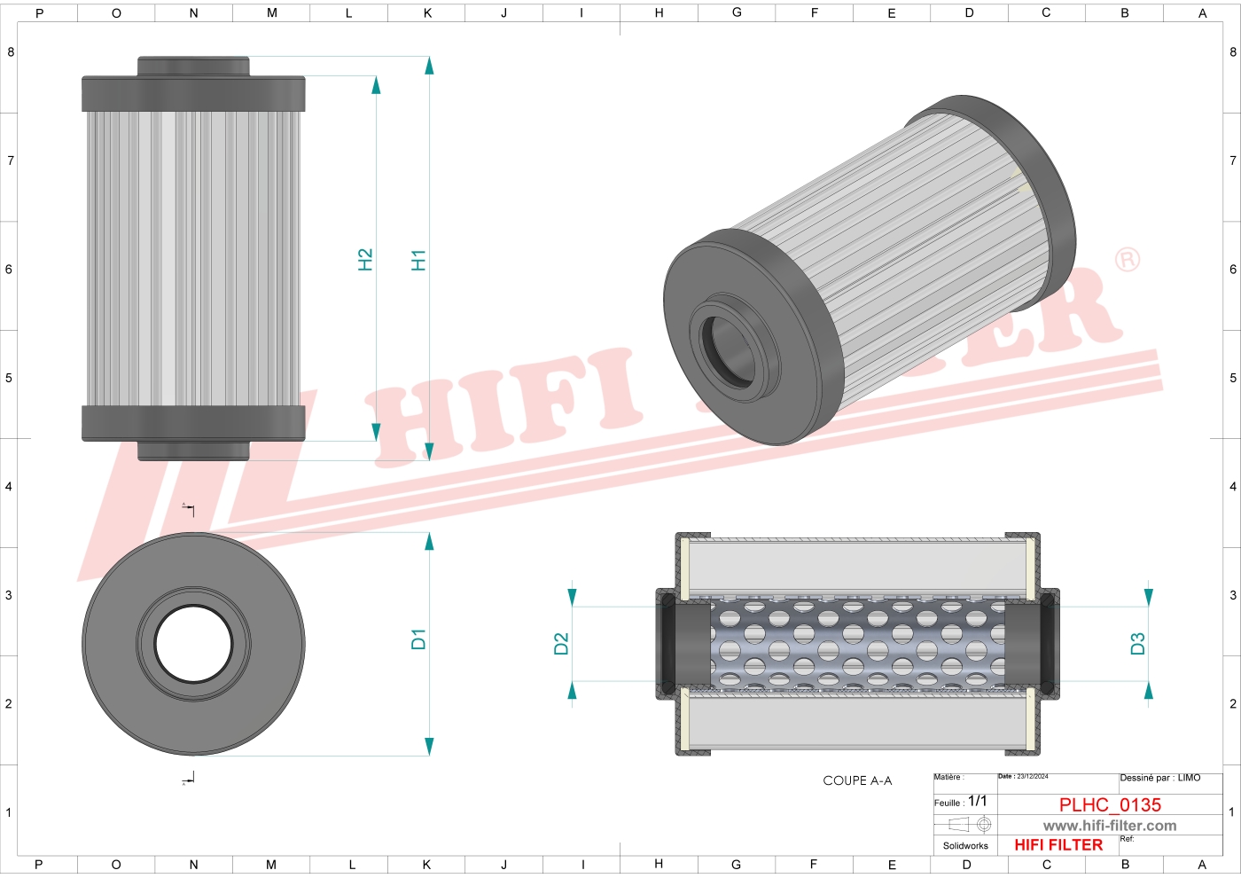 Schema tecnico Filtro olio