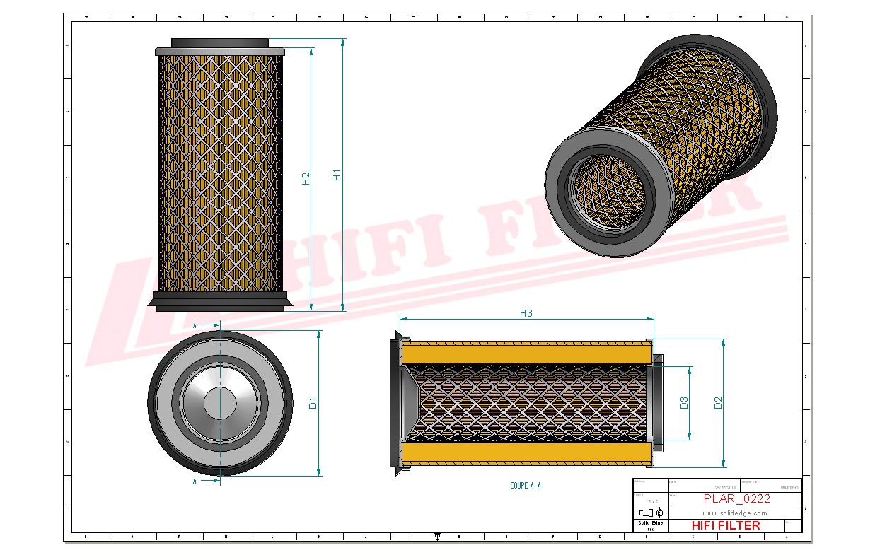 Schema tecnico Filtro aria