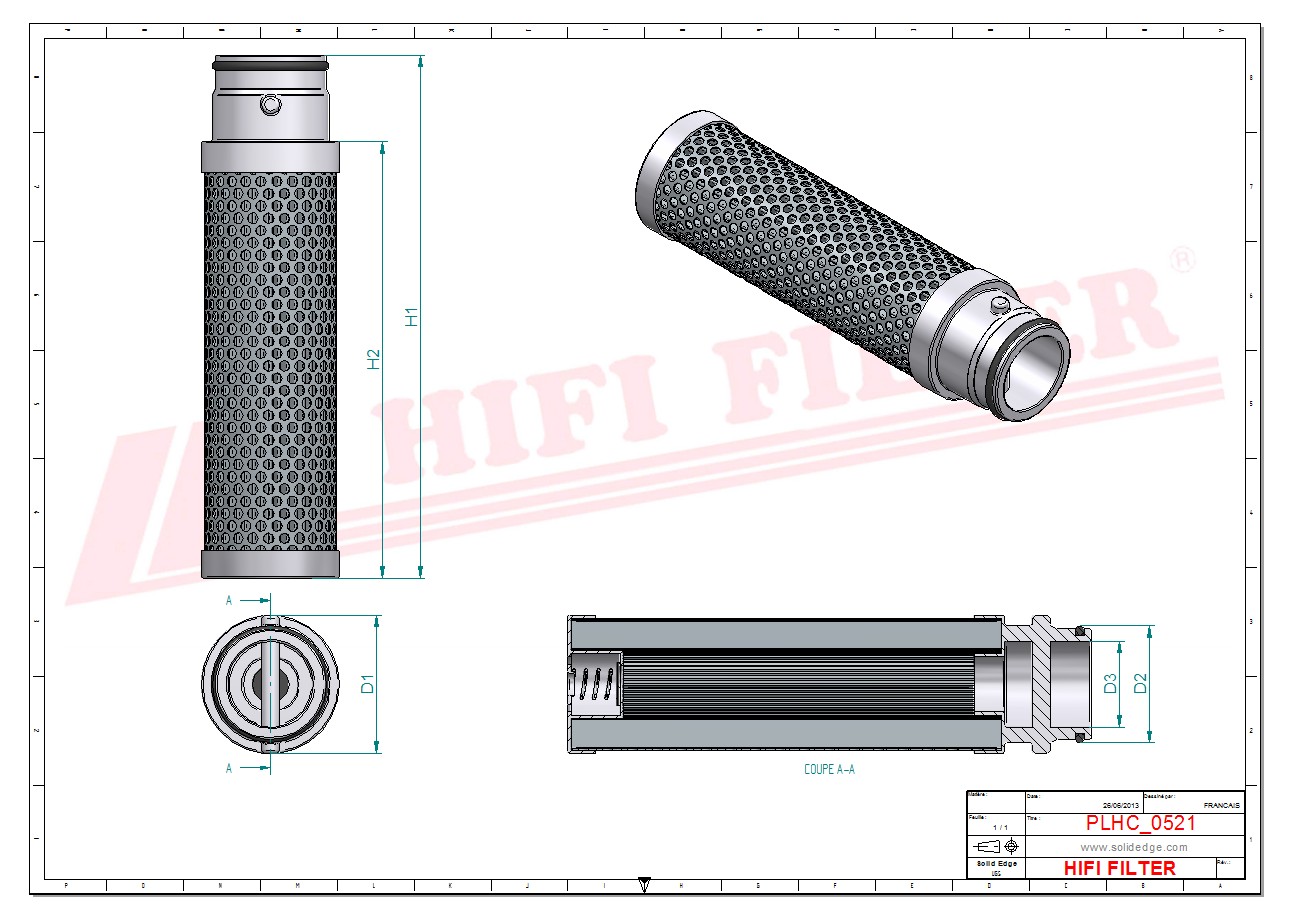 Schema tecnico Filtro olio