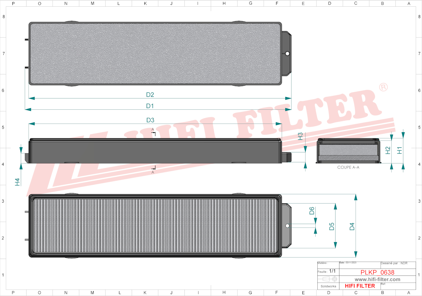 Schema tecnico Filtro abitacolo