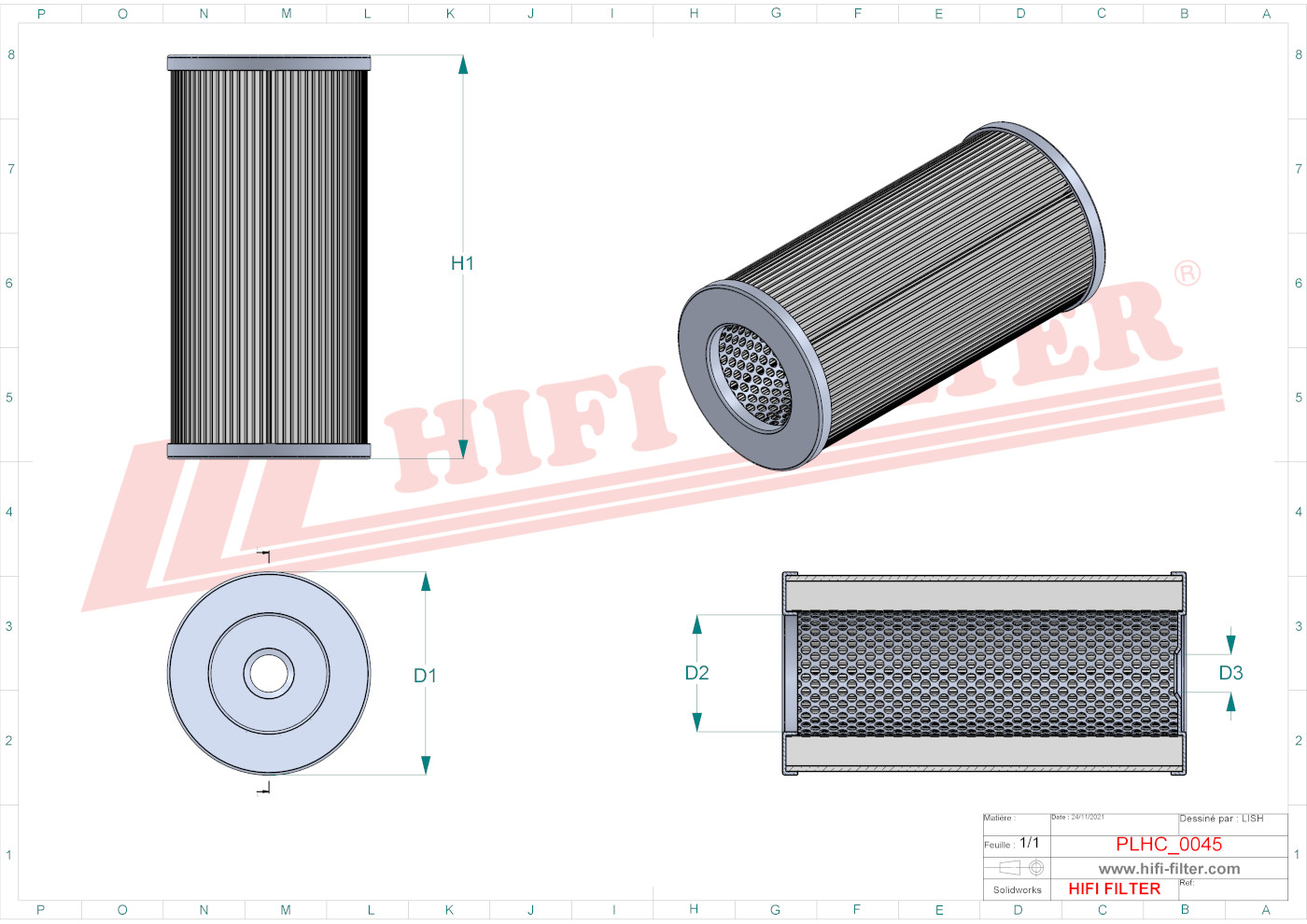 Schema tecnico Filtro olio