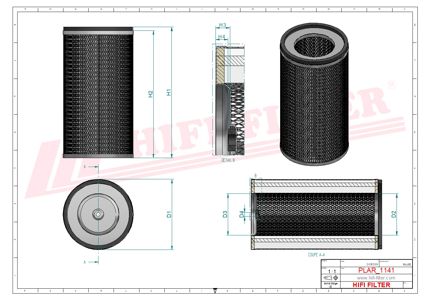 Schema tecnico Filtro aria