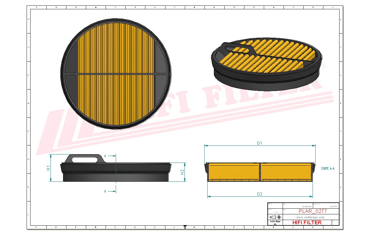 Schema tecnico Filtro aria