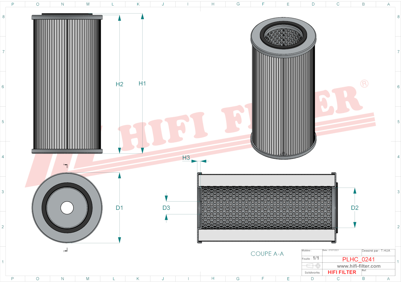 Schema tecnico Filtro olio