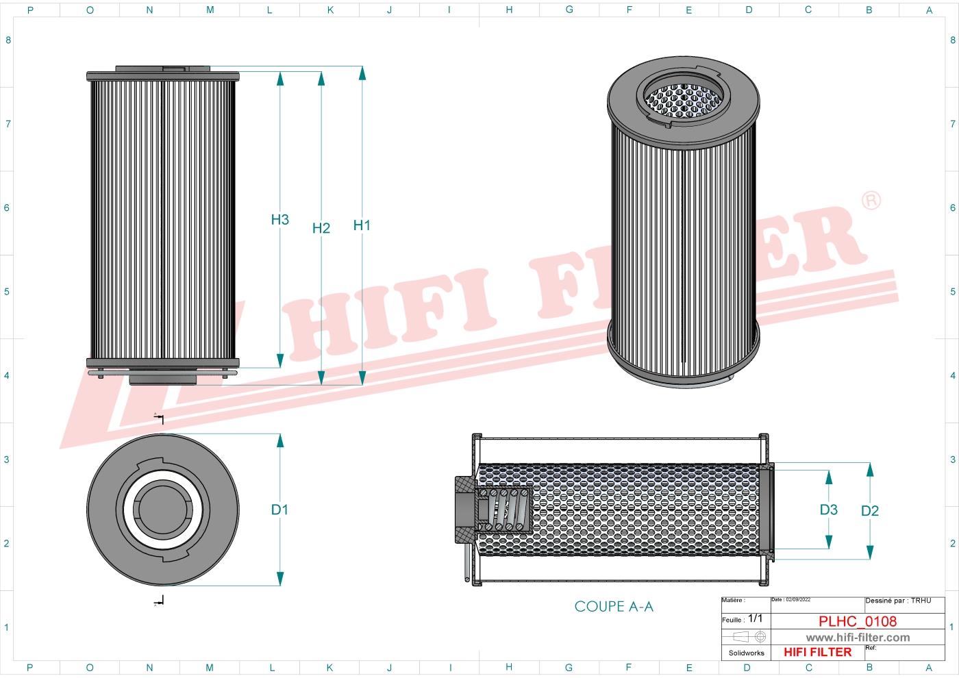 Schema tecnico Filtro idraulico 41044 per trattori e macchine agricole