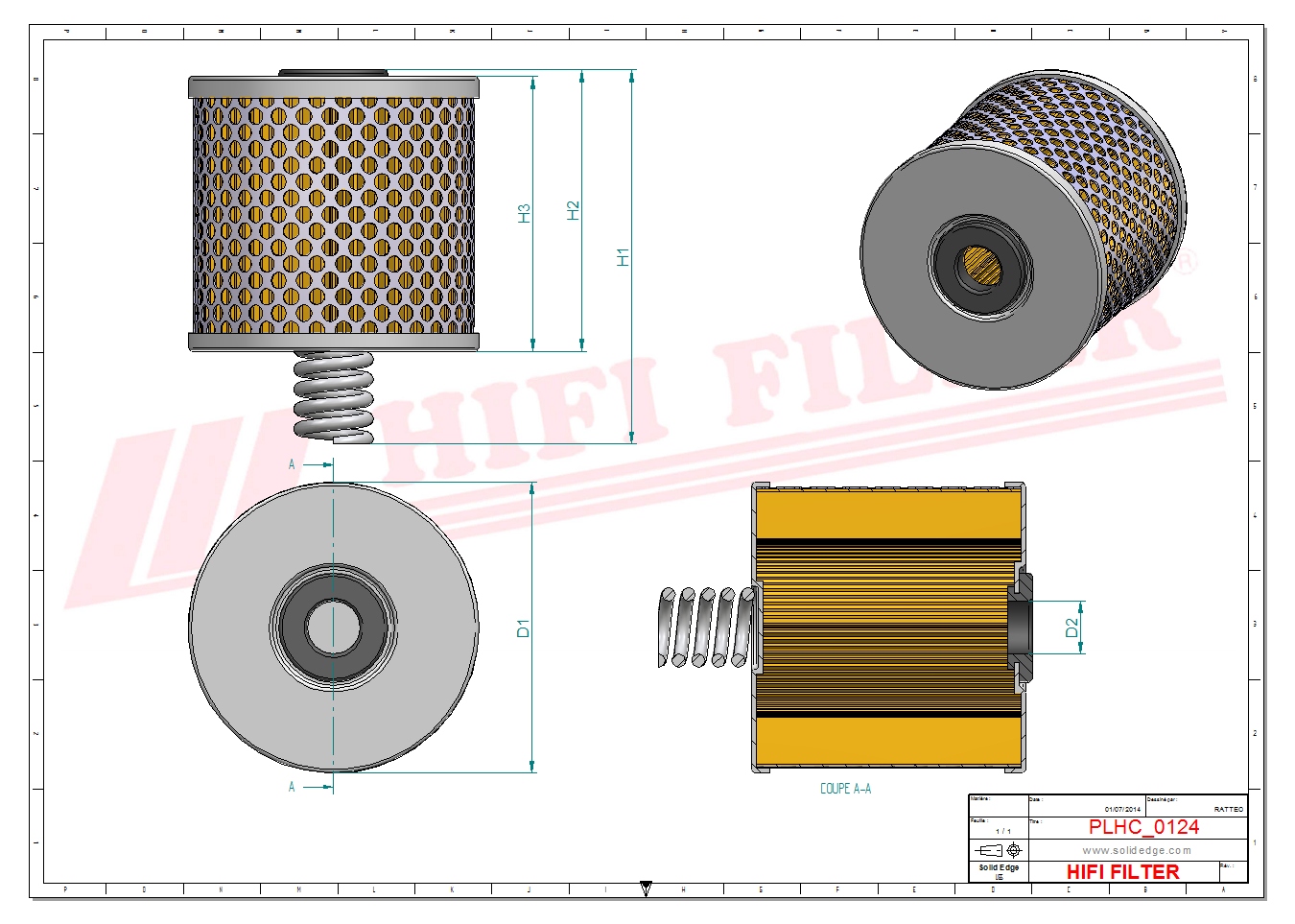 Schema tecnico Filtro olio