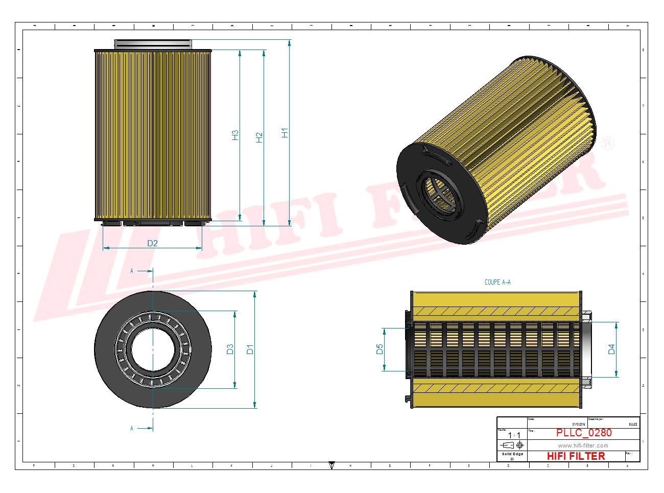 Schema tecnico Filtro olio 0019851200 per trattori e macchine agricole