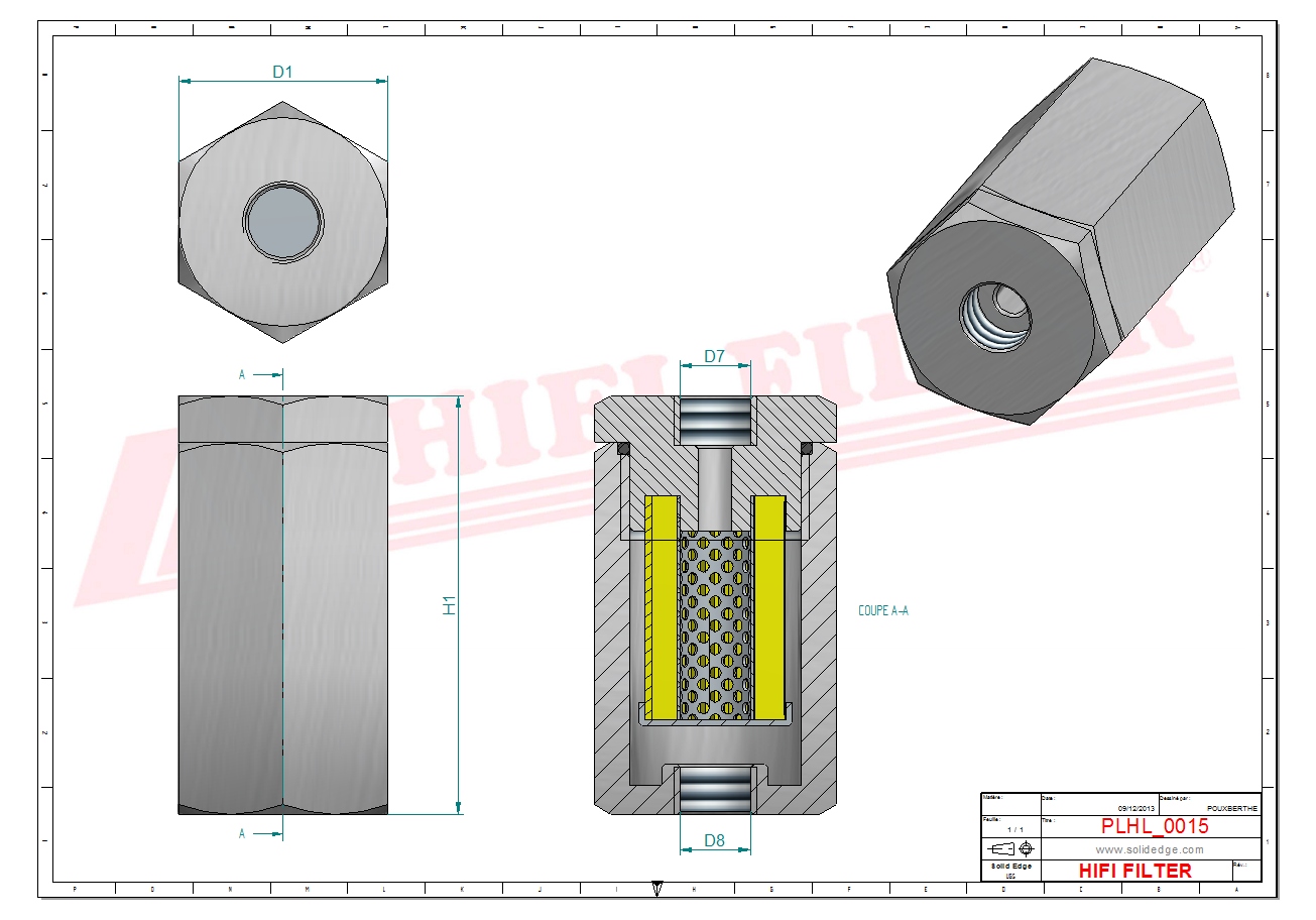 Schema tecnico Filtro idraulico 254780 per trattori e macchine agricole