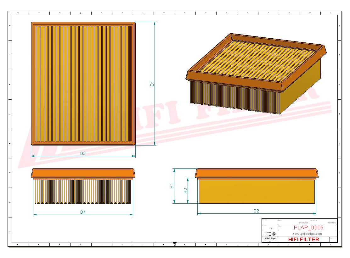 Schema tecnico Filtro aria