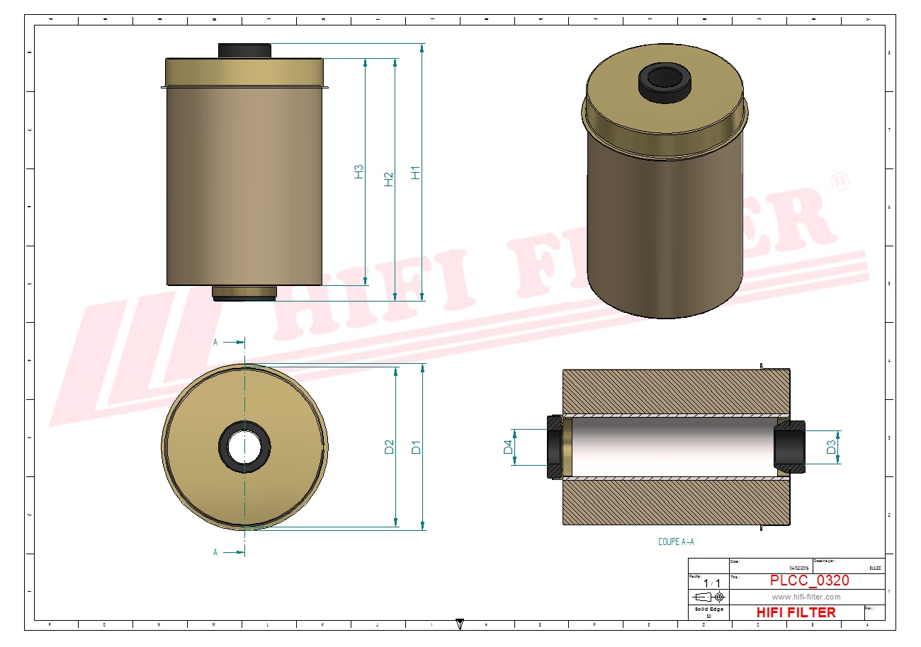 Schema tecnico Filtro carburante